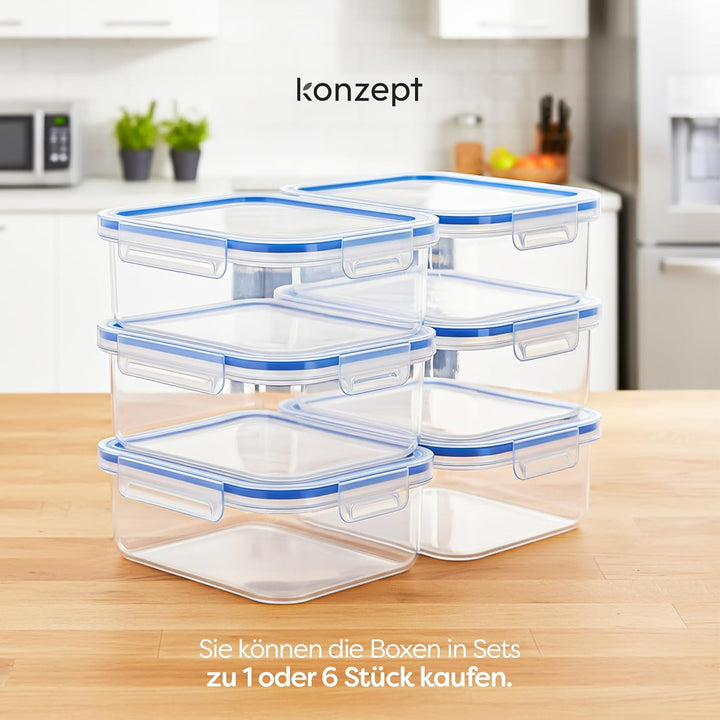KONZEPT Vorratsdosen mit Deckel Luftdicht 2 L Set 6 Stk. Meal Prep Boxen BPA-frei, Küchen Organizer