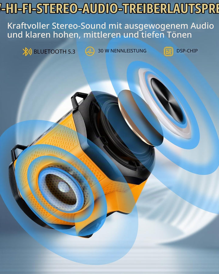 Tragbarer drahtloser Lautsprecher für Dewalt 18v 54v Akku, kabelloser Kleiner Lautsprecher für Baust