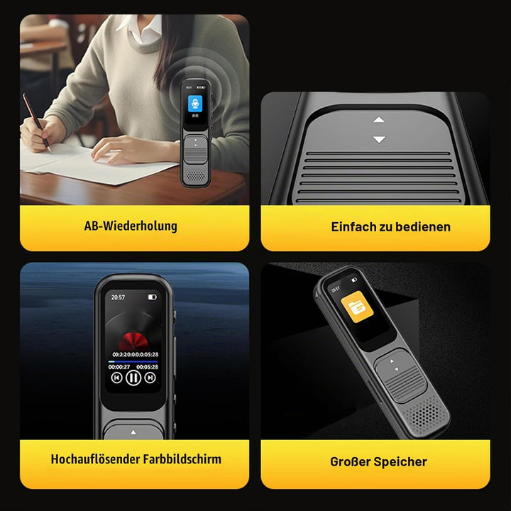 Kleiner Diktiergerät, Digitaler Diktiergerät, 80 Stunden, 3072 Kps, Rauschunterdrückung, USB C Sprac