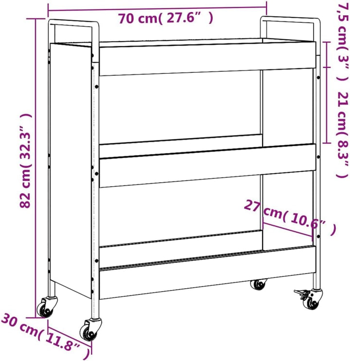 vidaXL Küchenwagen, Servierwagen mit viel Stauraum, Rollwagen Trolley für Küche Bar, Gemüsewagen Meh