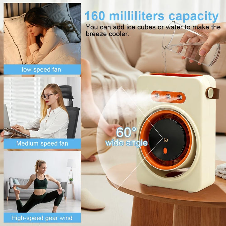 Mini Klimaanlage Mobil Portable, Ventilator Leise mit Wasserkühlung, Luftkühler mit Wasser, usb Vent