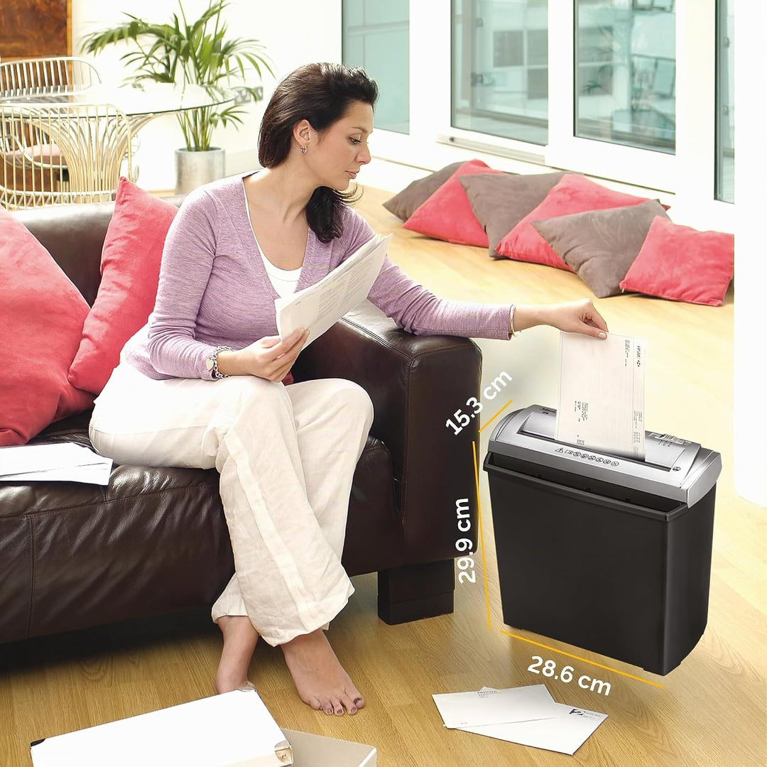 Fellowes FS-5S Aktenvernichter, 5 Blatt, Streifenschnitt, Sicherheitsstufe P1, Papiervernichter für