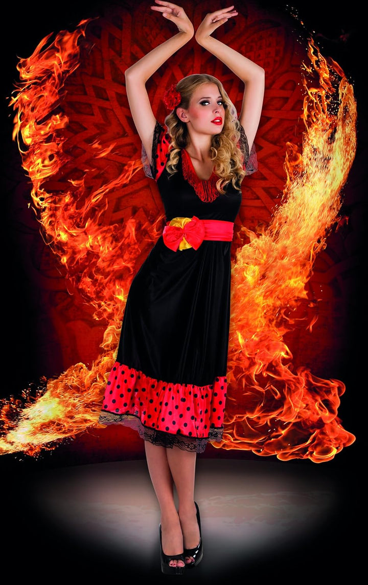 Boland - Erwachsenen-Kostüm Flamenco-Tänzerin, Kleid, Gürtel und Haarschmuck, Spanierin, Set, Karnev