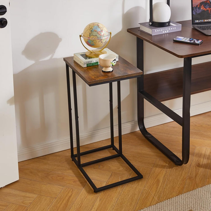 C-förmiger Beistelltisch, Schiebe und Sofatisch, Couchtisch mit Stahlrahmen für Wohnzimmer, Schlafzi