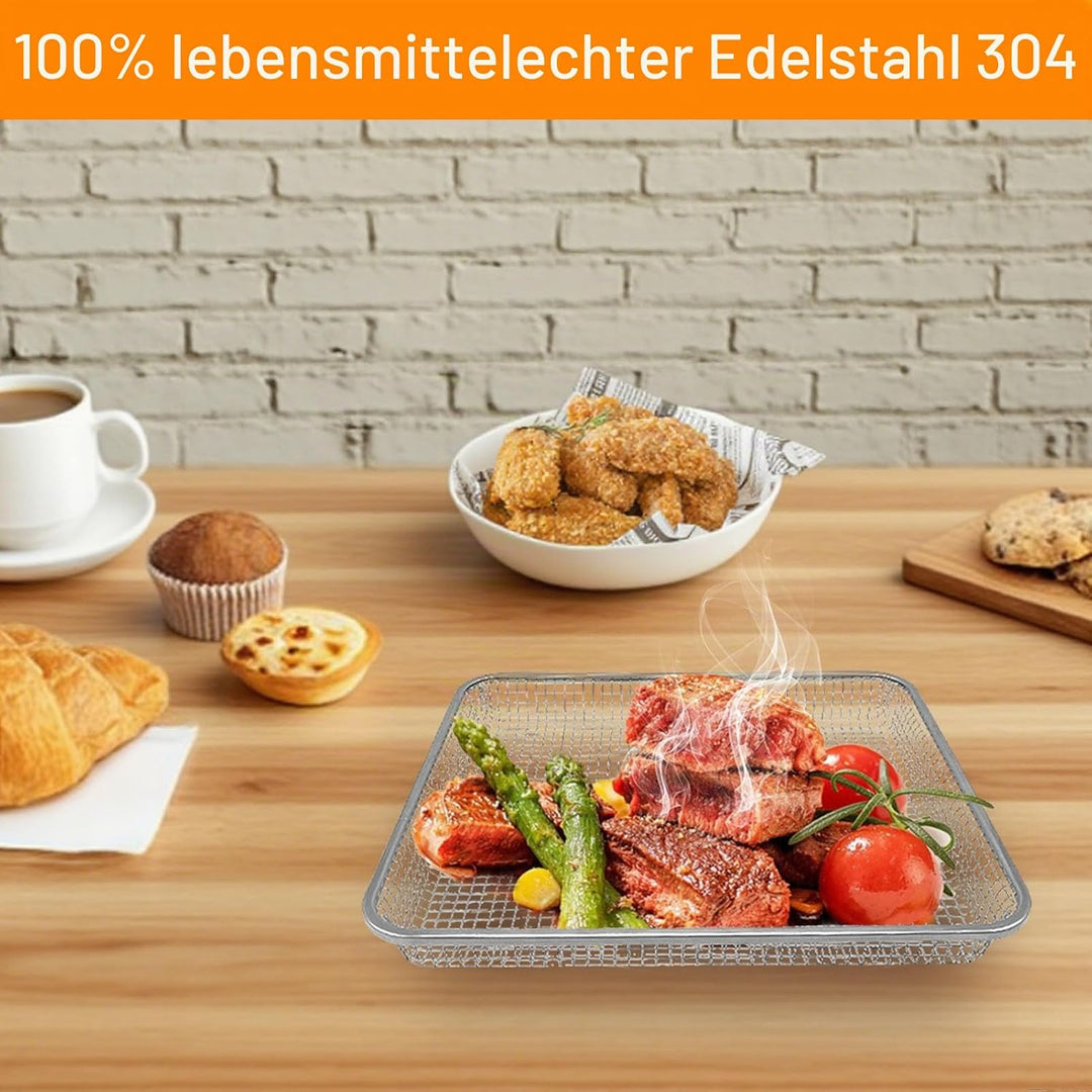 GWYXC Ersatzteilkorb für Breville Halo Flexi Luftfritteuse, 30,5 x 24,8 x 3,3 cm, Edelstahl, Air-Fri