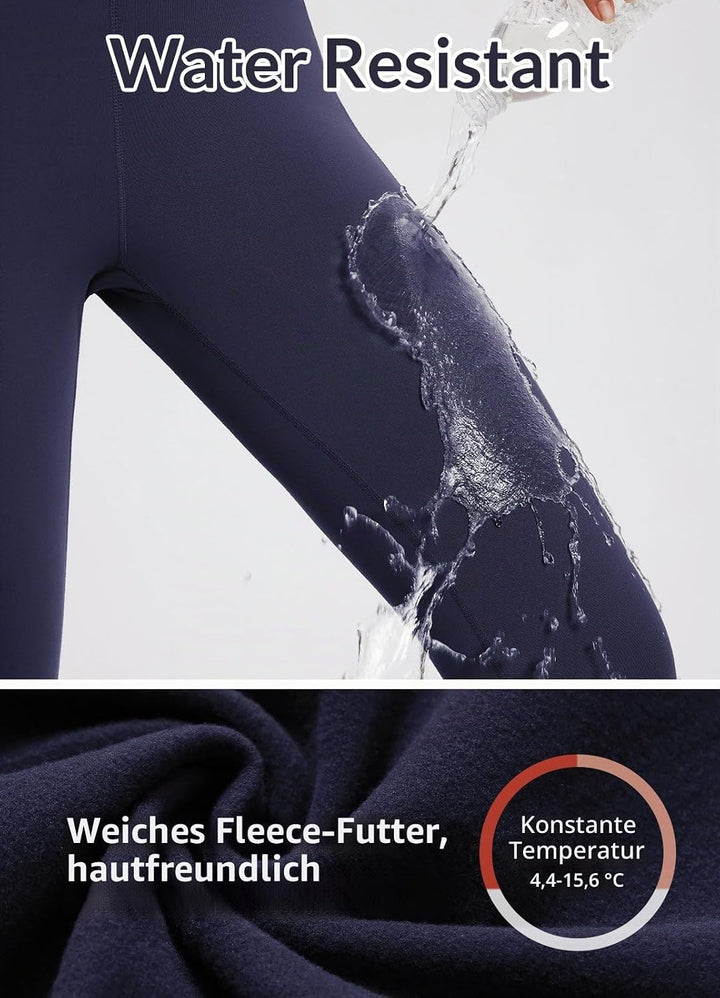 baleaf Damen Fleece gefütterte Leggings Wasserabweisend Hohe Taille Wanderleggings Thermo Leggings F