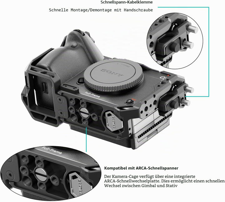 Tilta FX3 FX30 Cage, komplettes Kameragehäuse kompatibel mit Sony FX3/FX30 Basic Kit mit HDMI Kabelk