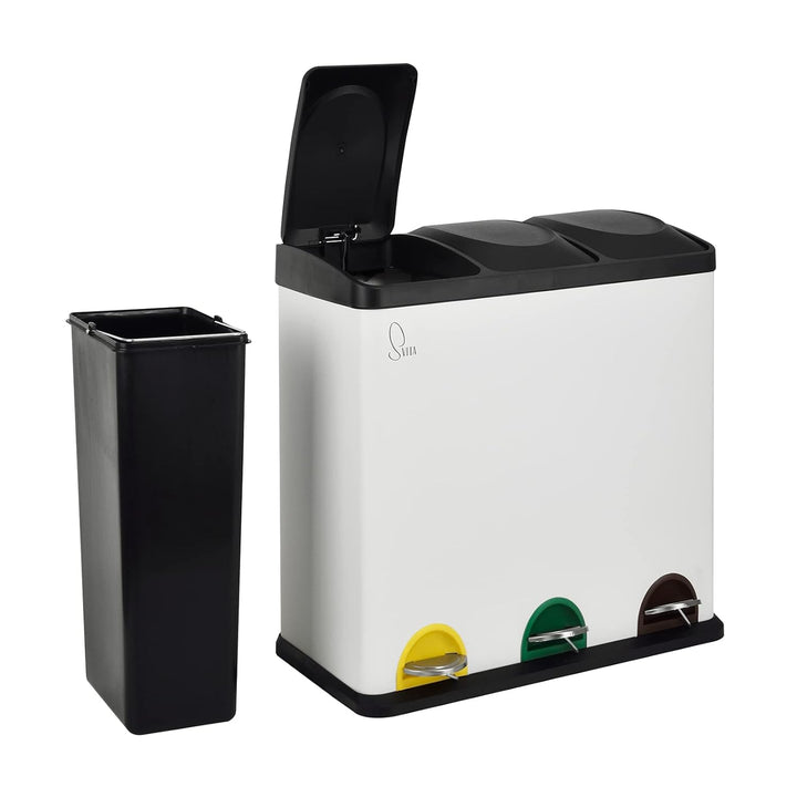 SVITA TC3X20 Treteimer 60 Liter 3x20L dreifach XXL Abfalleimer 3er-Mülleimer Mülltrennung Küchen-Eim