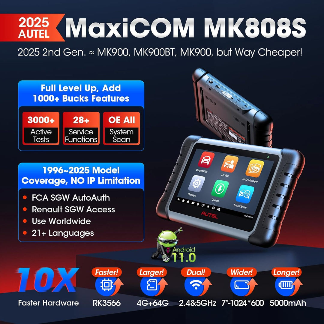 Autel Maxicom MK808 OBD2 Scanner Diagnosegerät mit allen System- & Servicefunktionen inklusive Öl-Re