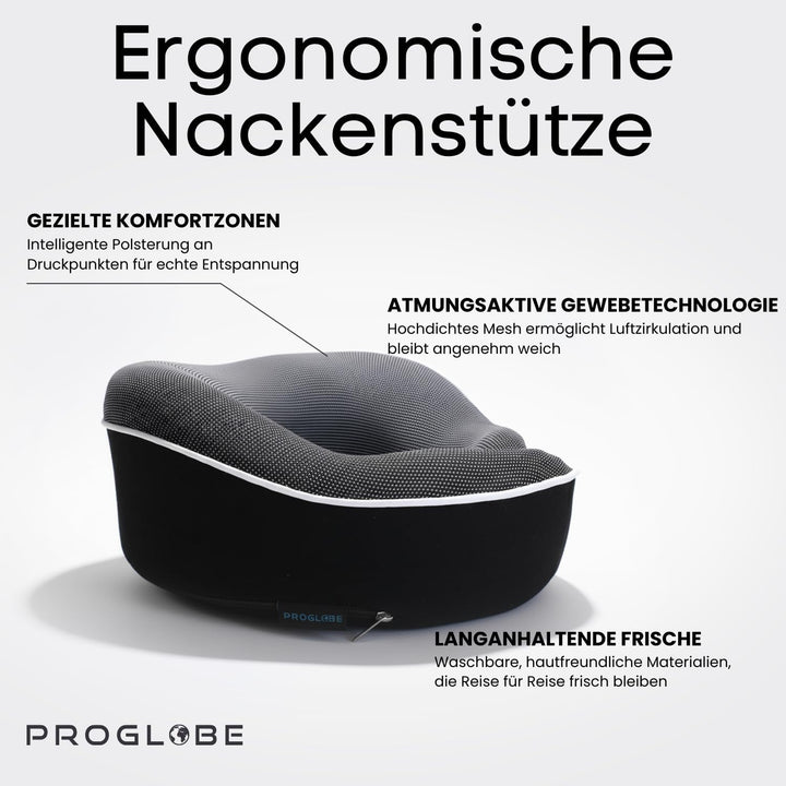 Proglobe Nackenkissen Flugzeug, Reisekissen 100% Memory Foam, Orthopädisches Nackenhörnchen, Ideal f
