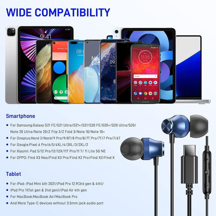 USB C Kopfhörer für iPhone 16e 16 15 Pro Max Samsung A16 A56 A36 A55 A35 S25 S24 Ultra,In-Ear Kopfhö