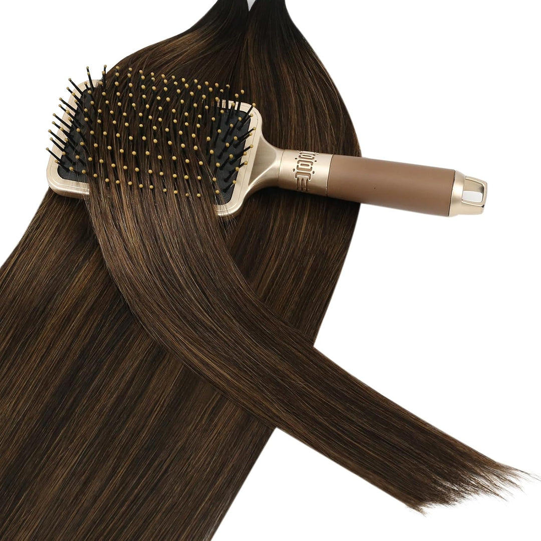 YoungSee Bonding Extensions Echthaar Braun Ombre Extensions Echthaar Bondings Dunkelbraun Ombre Mitt