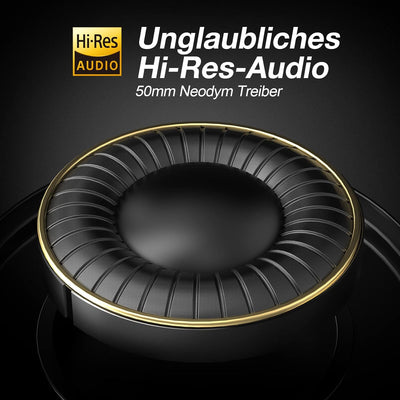OneOdio Over Ear Kopfhörer mit Kabel, HiFi Studiokopfhörer mit Hi-Res, 50mm Treiber, Share-Port, Gro