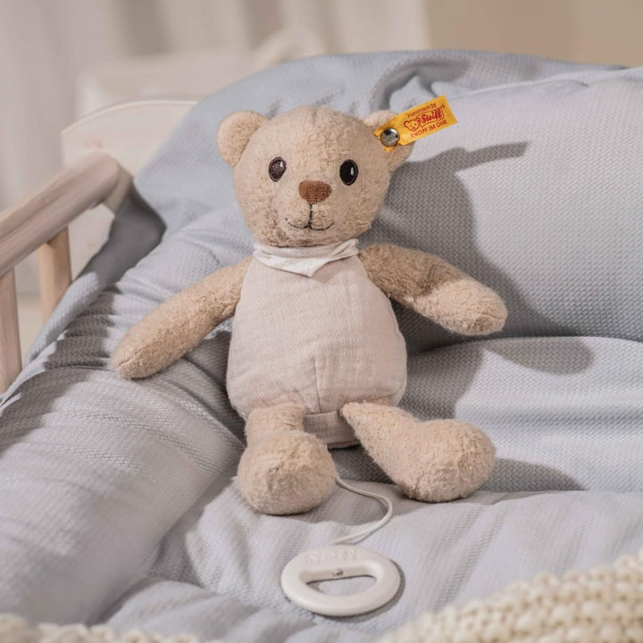 Steiff 242779 GOTS Noah Teddybär Spieluhr, BEIGE, 23cm