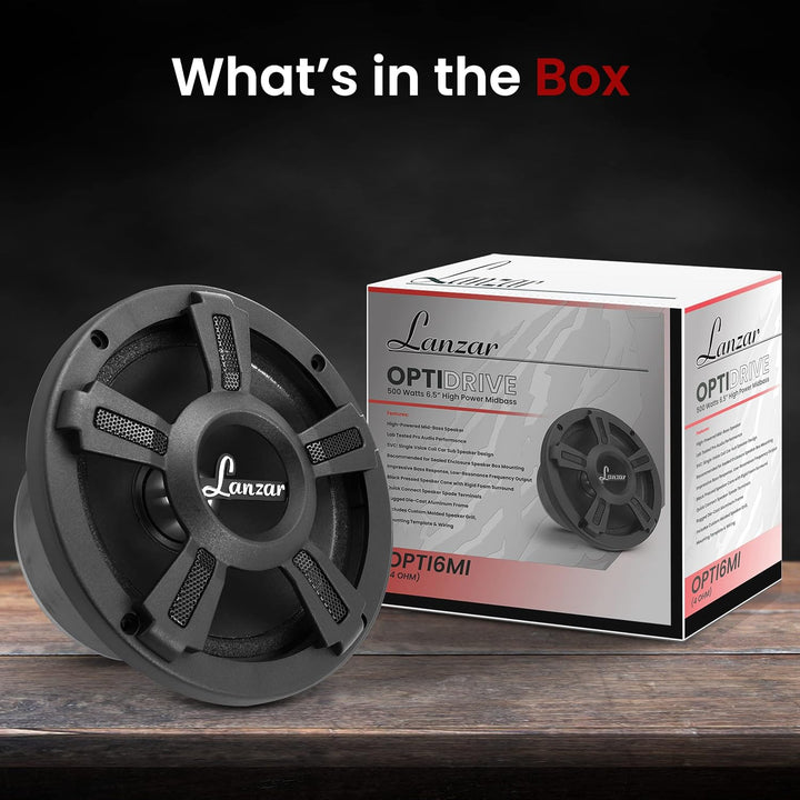 Lanzar OPTI6MI Opti Pro Hochleistungs-Midbass-Lautsprecher, 500 W, 16,5 cm (6,5 Zoll), Lautsprecher