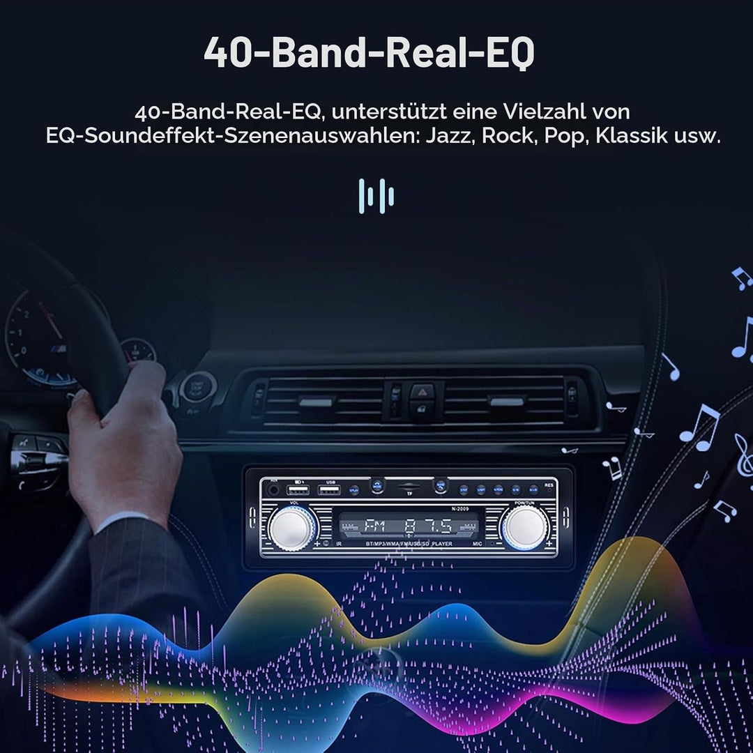 Auto-Audio-Receiver, Single-Din-Multimedia-Autoradio, Bluetooth FM, MP3 USB, SD-Digital-FM-Radio-Aud
