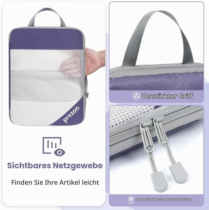 6 Set Kompressions-Packwürfel, Durchsichtiges Design, Platzsparend, Leicht, Massgeschneidertes Katio