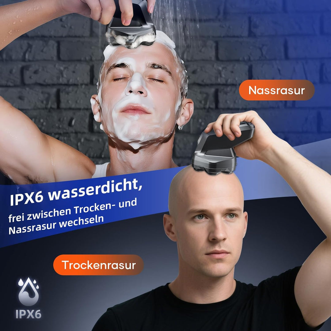 Glatzen Rasierer Herren, kensen Glatzenrasierer 7D Schwebender Kopfrasierer Glatze Wasserdicht Head