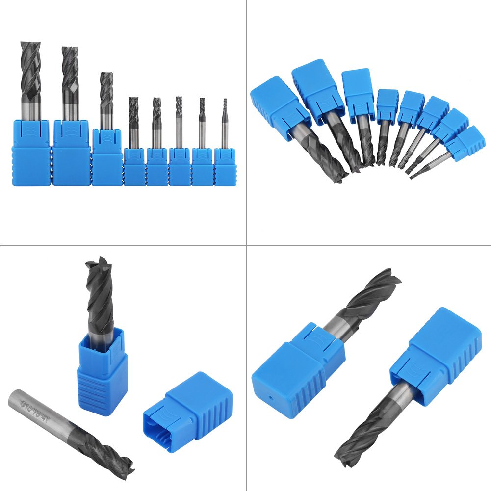 8 Stücke Bohraufsätze / Schaftfräser Set, 2-12mm 4 Flöten Hartmetall-Schaftfräser Set aus Wolframsta