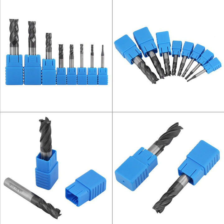 8 Stücke Bohraufsätze / Schaftfräser Set, 2-12mm 4 Flöten Hartmetall-Schaftfräser Set aus Wolframsta