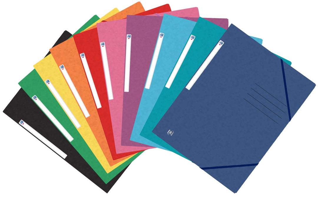 Oxford Top File + Eckspannermappe A4, extrastark aus Karton, sortiert 10 Farben, 25er Pack