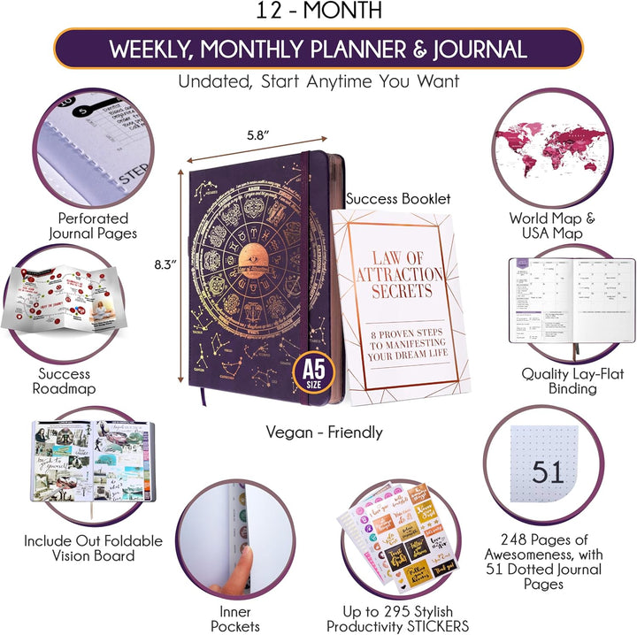 Law of Attraction Life &amp; Goal Planner Lebensplaner - Undatierte Deluxe-Wochen- und Monatsplaner, ein