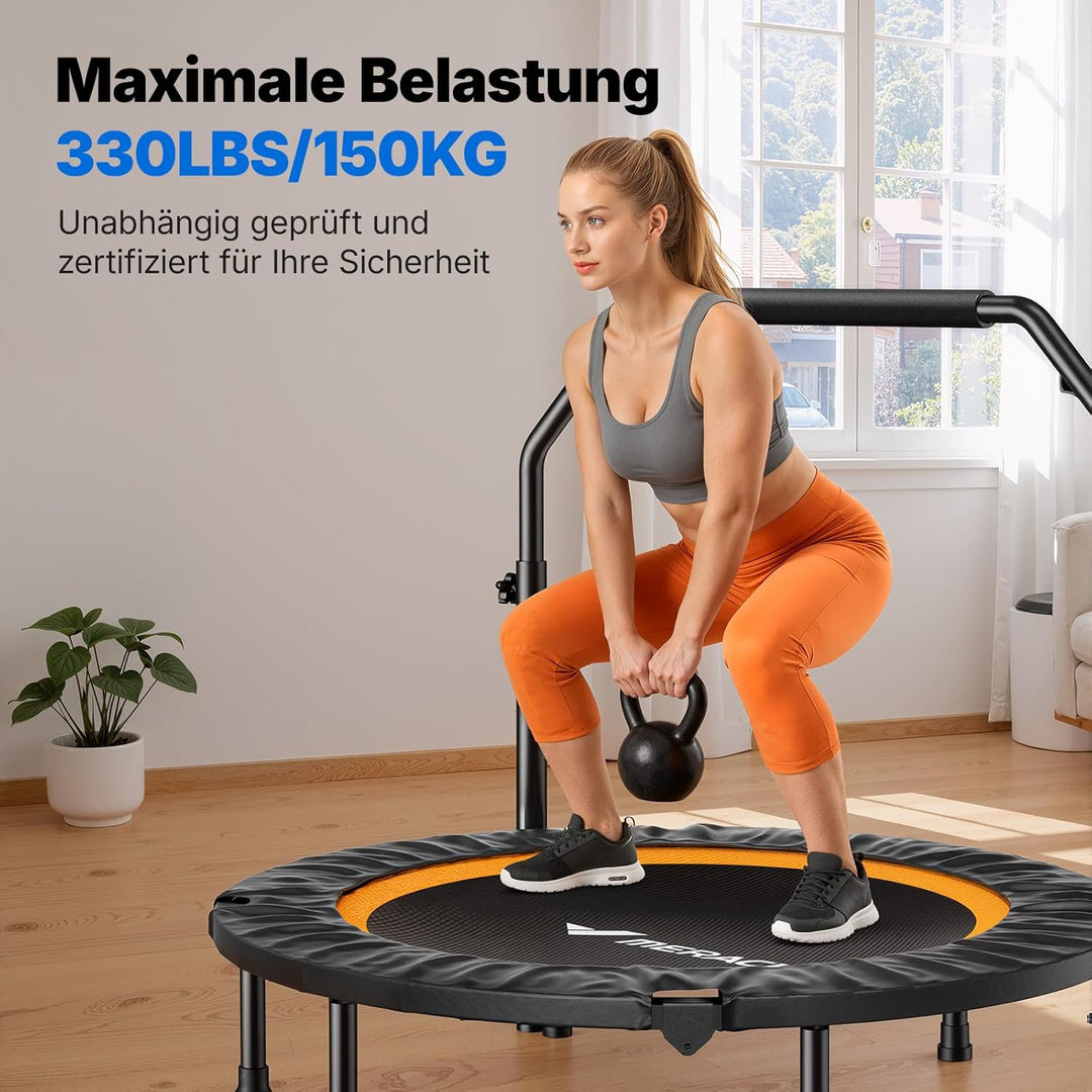 MERACH Mini Trampolin - 102cm/122cm Fitness Trampolin Faltbar, Maximale Belastung 150 KG, Trampoline