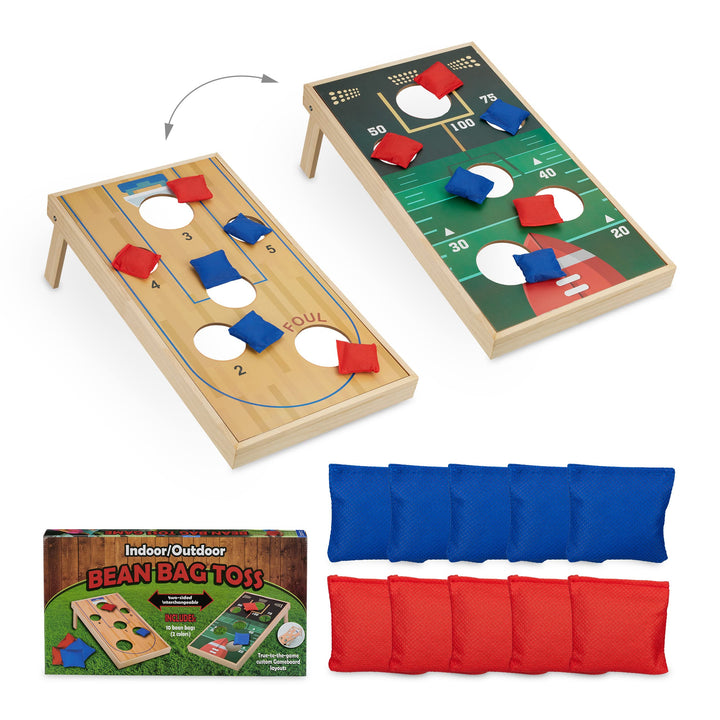 Relaxdays Cornhole Wurfspiel, 10 Bean Bags, Geschicklichkeitsspiel, HxBxT: 18 x 29 x 58 cm, Indoor &