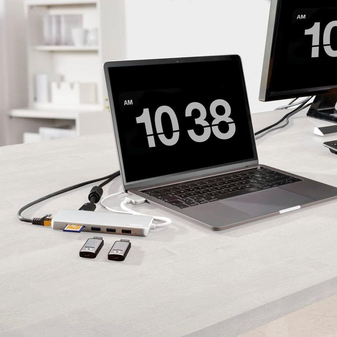 Hama USB C Hub 12 Ports Dockingstation für Apple MacBook Pro/Air (2x HDMI, 1x VGA, 4x USB-A, 1x USB-