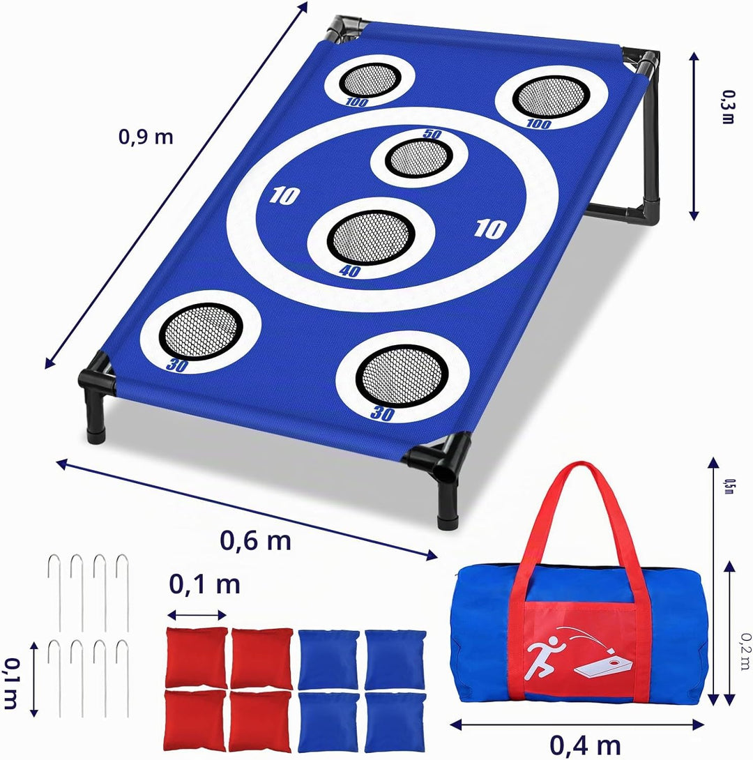 NZQXJXZ Cornhole Spiel Outdoor, Tragbar Cornhole Toss Set mit 8 Cornhole Säckchen und Tragetasche, I