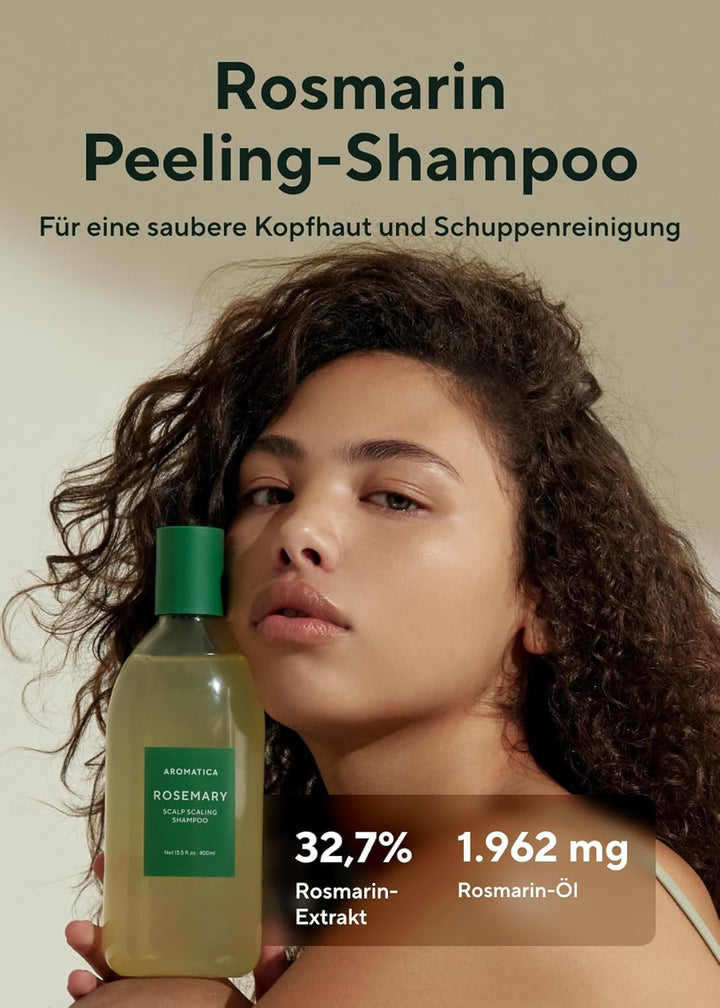 AROMATICA Schrubbendes Shampoo mit Rosmarin Veganes – Entfernt abgestorbene Zellen aus den Poren der