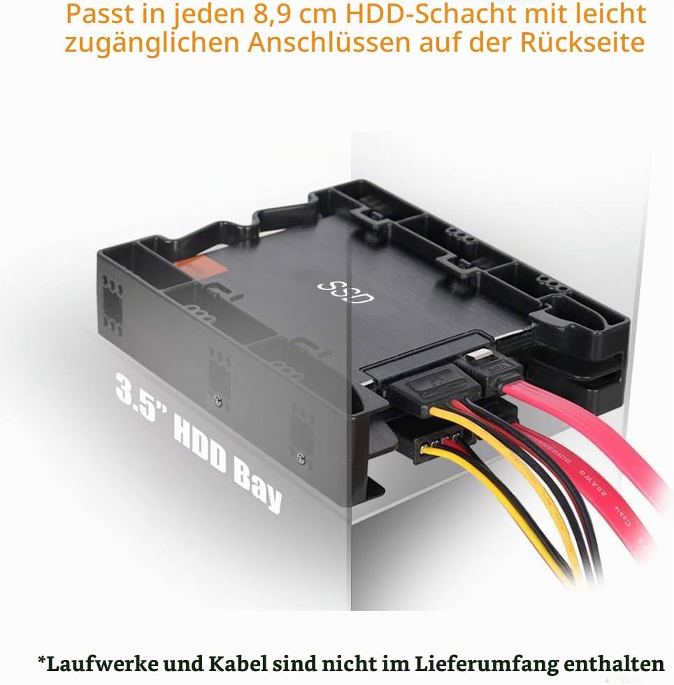 ICY DOCK Einbaurahmen für 2X 2,5 Zoll (6,4cm) SSDs/HDDs in 1x 3,5 Zoll (8,9cm) EZ-Fit Light MB290SP-