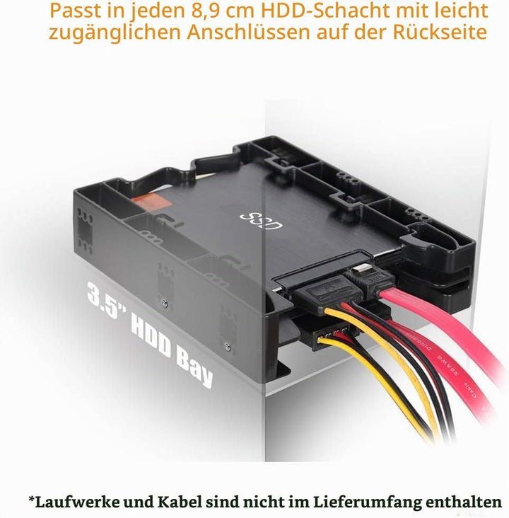 ICY DOCK Einbaurahmen für 2X 2,5 Zoll (6,4cm) SSDs/HDDs in 1x 3,5 Zoll (8,9cm) EZ-Fit Light MB290SP-