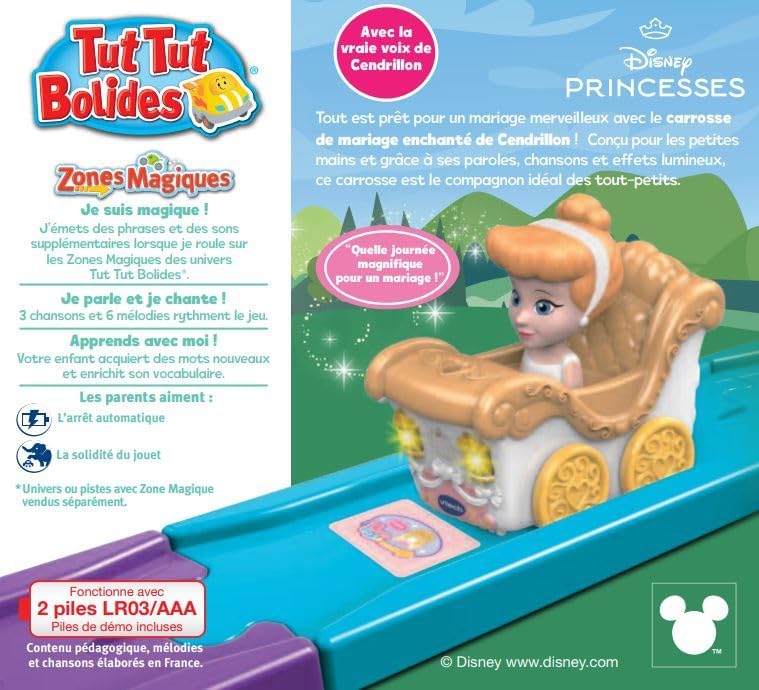 VTech - TUT TUT Flitzer Disney Prinzessinnen, verzauberte Kutsche für Kinder, interaktiv und lehrrei