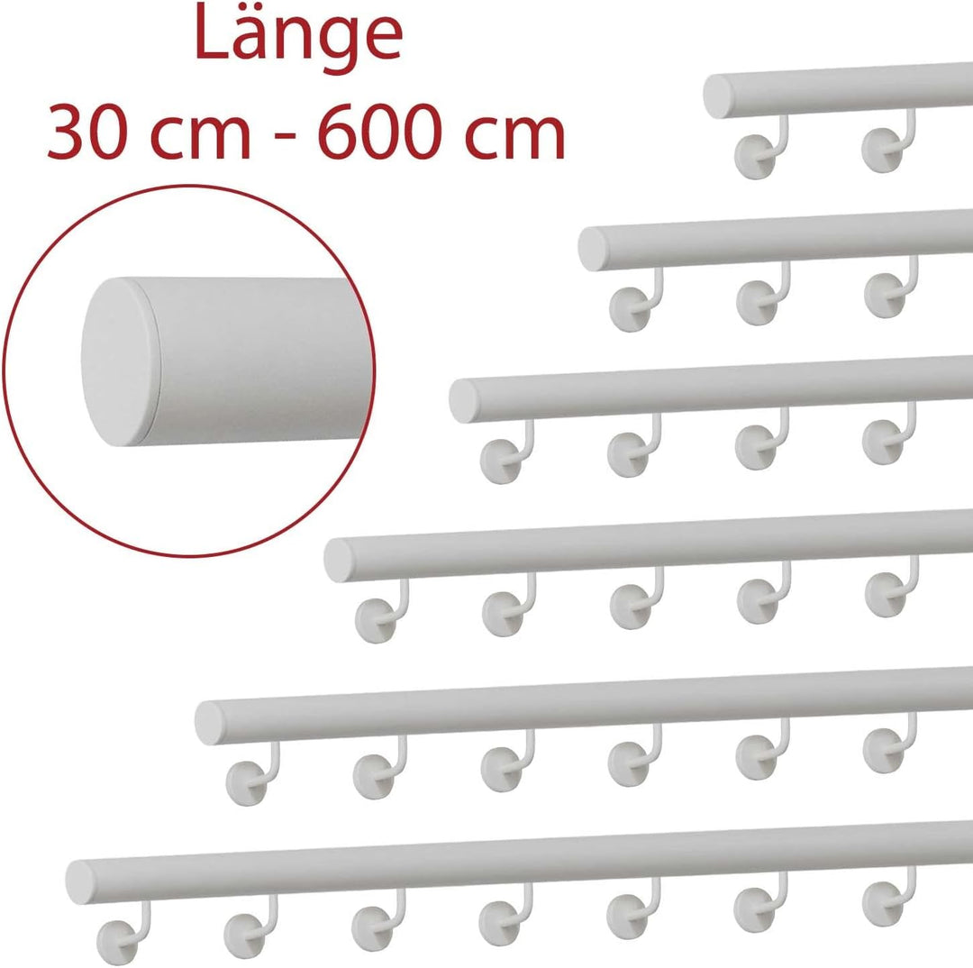 TIBU Handlauf Edelstahl weiss pulverbeschichtet 42,4 mm Geländer innen aussen wetterfest, Länge 150