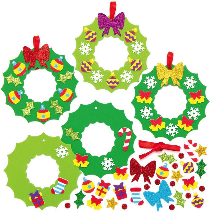 Baker Ross Weihnachtskranz-Set AX504, 8 Stück, ideal für weihnachtliche Kunst- und Bastelprojekte, A