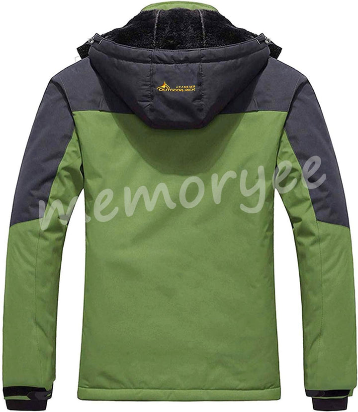 Memoryee Herren Ski Jacke Warmer Gefüttert Winter Fleece Mantel Wasserdichter mit Abnehmbarer Kapuze