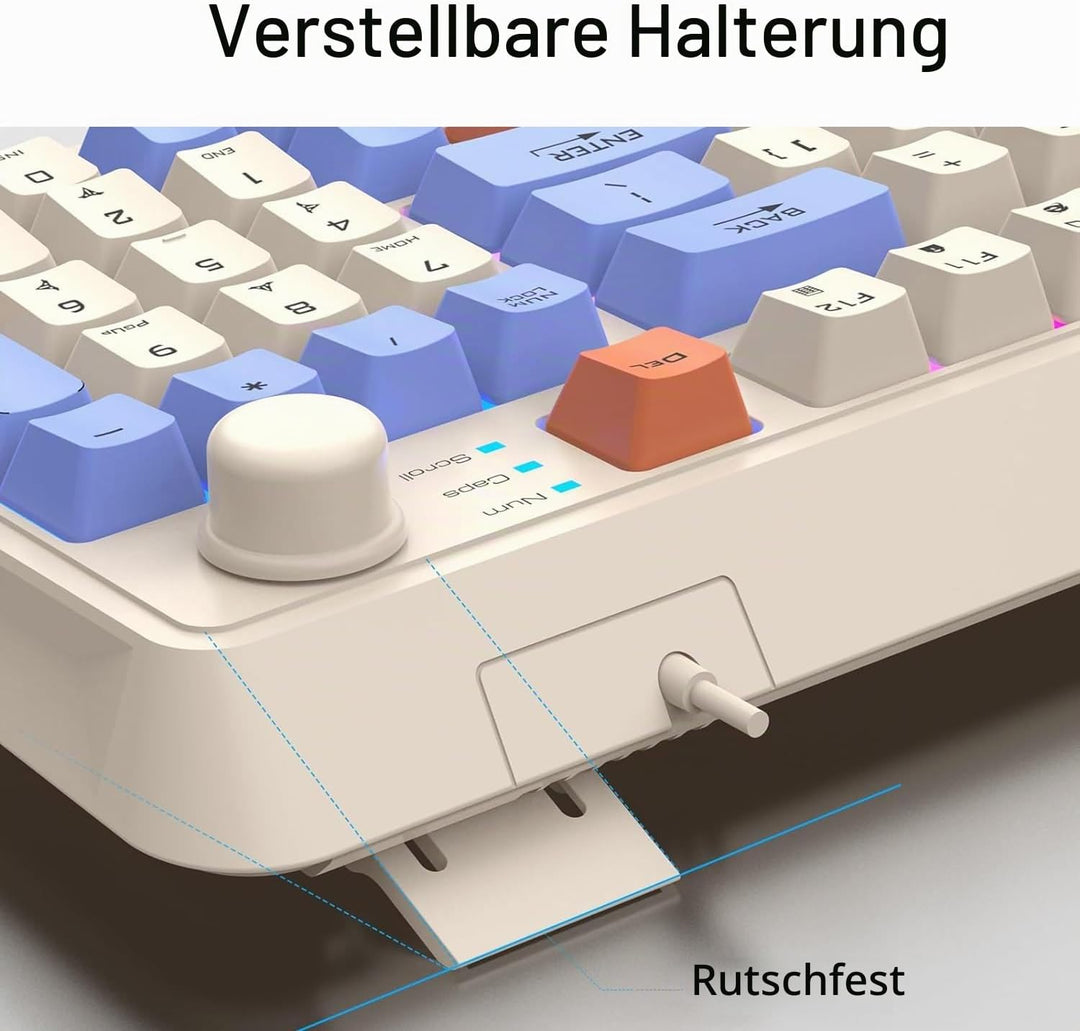 Lancoon Kabelgebundene Gaming Tastatur mit 94 Tasten Mechanisch 3 Farben Gemischte Tastenkappen Cool