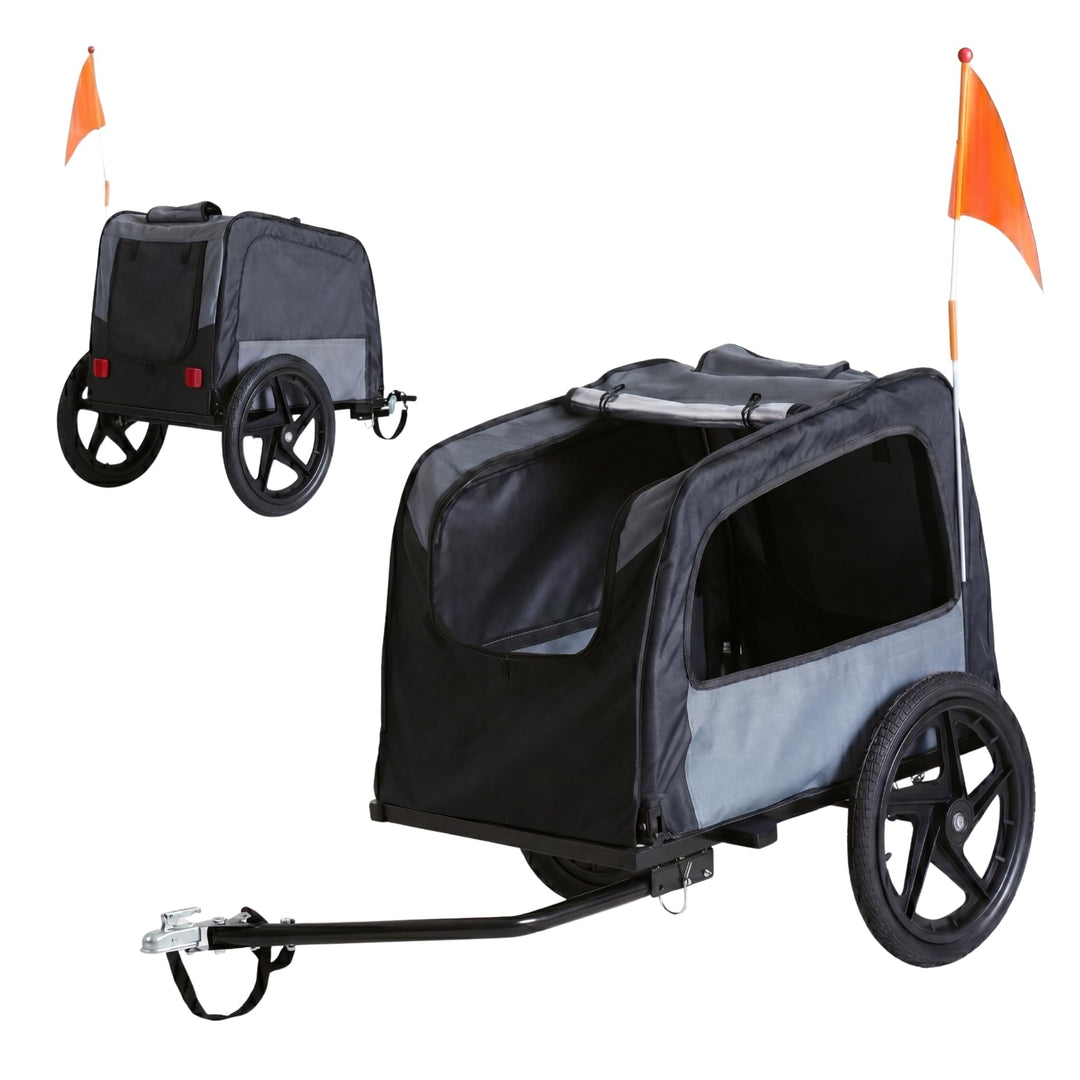 Fahrradanhänger für Hunde, 2-in-1, faltbar, mit Buggy-Funktion, Bollerwagen für kleine Hunde, Belüft