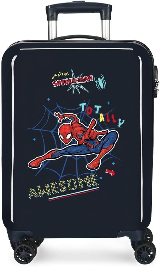 Marvel Spiderman Totally awesome Blauer Kabinenkoffer 38 x 55 x 20 cm Starres ABS Seitliches Zahlens