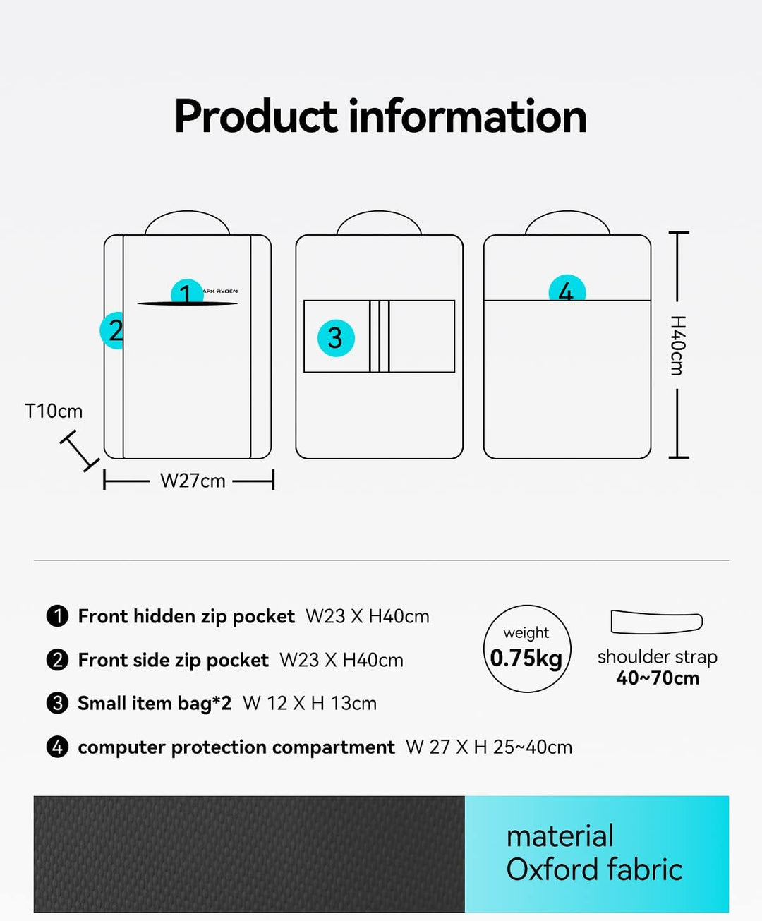 MARK RYDEN Schlanker Laptop Rucksack für Herren, Business Rucksack mit 15,6 Zoll Laptop-Fach, Highte