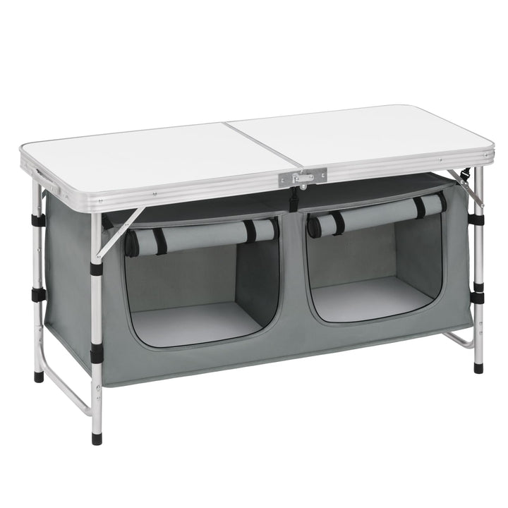 WOLTU faltbar Campingschrank Alu Campingtisch Höhenverstellbar mit Stauraum, Outdoor Campingmöbel Kl