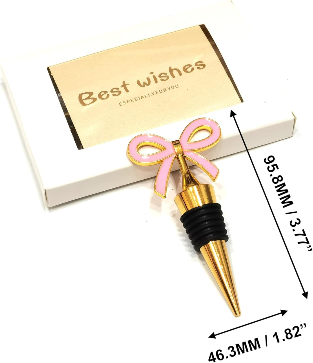 Bow Weinverschlüsse für Weinflaschen, 2er-Pack – Gold Fliegenverschluss-Flaschenset – Rosa, weisse f