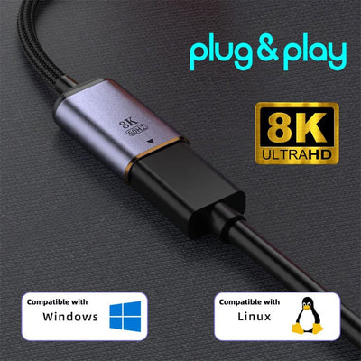 NFHK USB-C Typ C Buchse Quelle zu HDMI Senke HDTV Kabel 8K@60hz 4K@120hz für Tablet Phone Laptop Typ