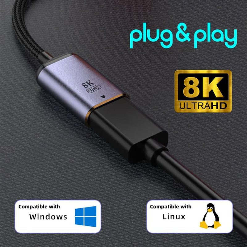 NFHK USB-C Typ C Buchse Quelle zu HDMI Senke HDTV Kabel 8K@60hz 4K@120hz für Tablet Phone Laptop Typ