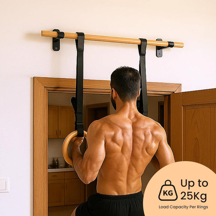 Klimmzugstange Wand, Holz Pull Up Bar, Fitness Krafttraining Klimmzug Stange für Erwachsene/Teenager