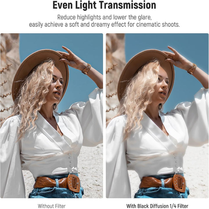 NEEWER 55mm Black Diffusion 1/4 Filter Nebel Dreamy Soft Cinematic Effect Filter Ultra Slim Wasserab