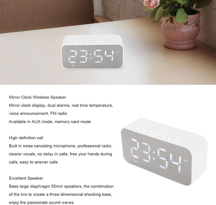 Kabellose Bluetooth-Lautsprecher mit Wecker, Digitaluhr mit Bluetooth-Lautsprecher, Unterstützt FM-R