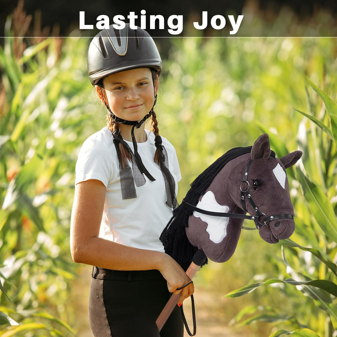 BEJOY Steckenpferd Spielzeug Pferd, Hobby Horse Holzpferd Plüschpferd zum Reiten für Kinder mit Half