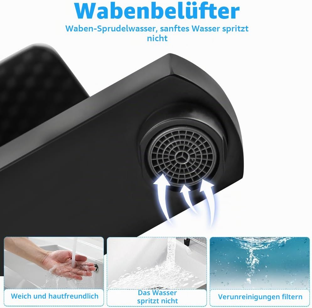 Mineup Wasserhahn Bad Schwarz, Waschtischarmatur, Waschbeckenarmatur, Mischbatterie Waschbecken, Bad